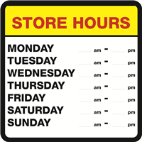 STORE HOURS SIGN - includes hours digits STORE HOURS SIGN - includes hours digits