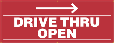Exterior Banner (8'x3') - Drive Thru Open